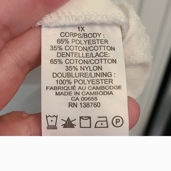 🌟3 for $30🌟 White tee with lace overlay 1X - Picture 7 of 9